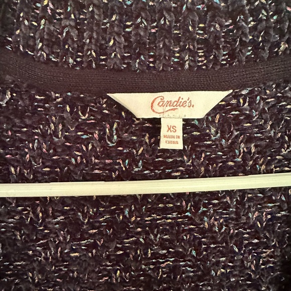 Candies Knit navy blue cardigan with metallic highlights. - Picture 3 of 8